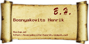 Bosnyakovits Henrik névjegykártya